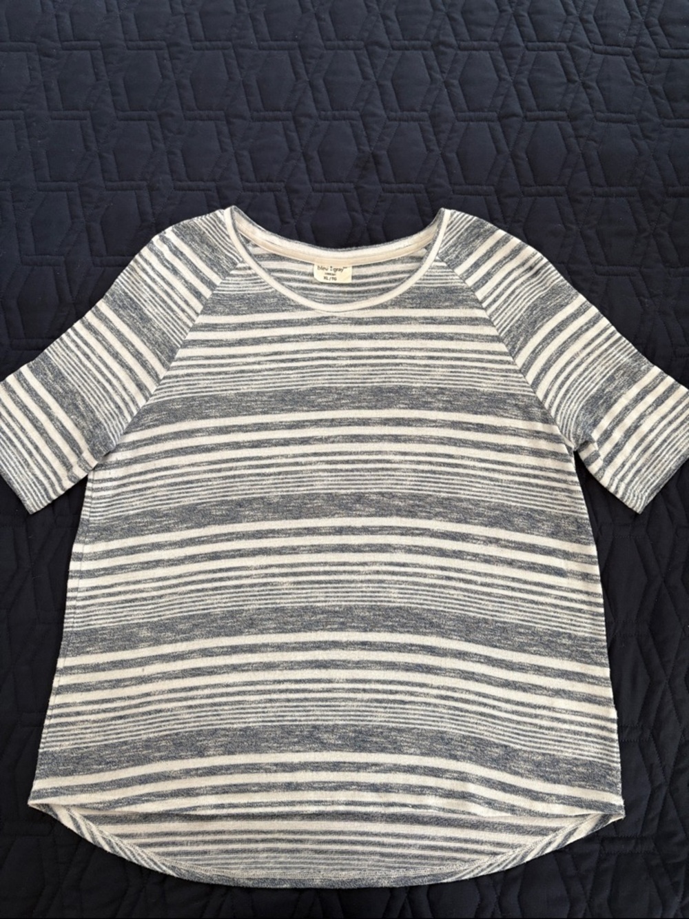 blue gray Blue and White Striped Short Sleeve Tee